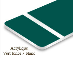 Signalétique acrylique Vert foncé/blanc