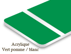 Signalétique acrylique Vert pomme/blanc